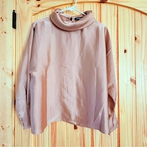 Express Nude Satin Long Sleeve Top